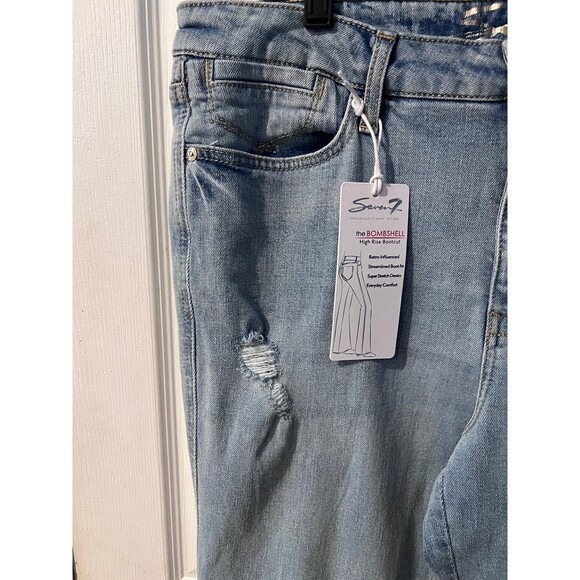 Seven 7 Jeans Womens Sz 12 bombshell High Rise Boot Distressed retro stretch New - Picture 2 of 11